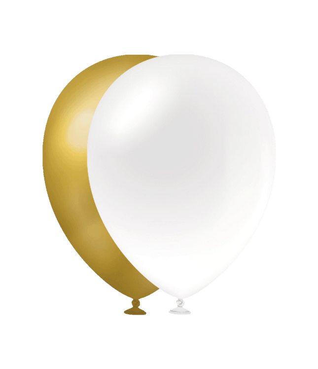 Ballonnen - 50 stuks - 30 cm - Goud Wit