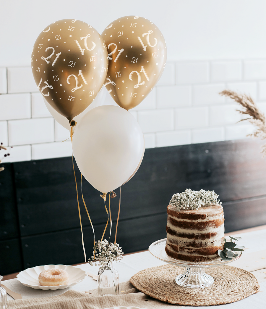 60 jaar Ballonnen - goud en wit