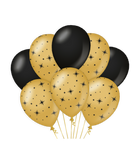 Ballonnen Sterren - 6 stuks - 30 cm - goud en zwart