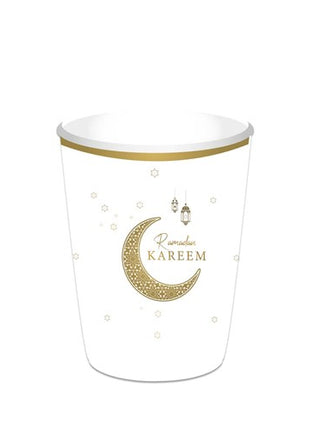 Cups - 8 pieces - 35 cl - Ramadan Kareem - white / gold