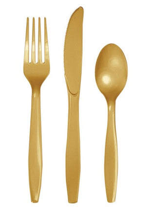 Plastic Cutlery Set - 24 pieces - gold