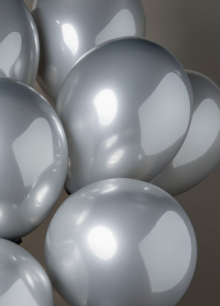 Balloons - 10 pieces - 30 cm - chrome silver