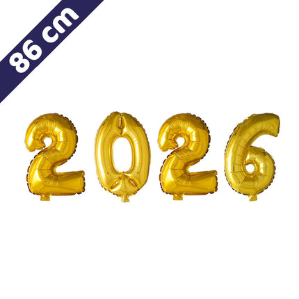 Cijferballon - 2026 - goud - 86 cm