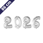Cijferballon - 2026 - zilver - 86 cm