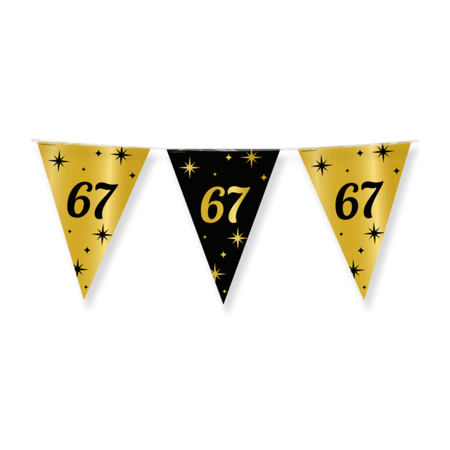67 jaar Vlaggenlijn / slinger - 10 meter - goud en zwart - Classy vlaggetjes