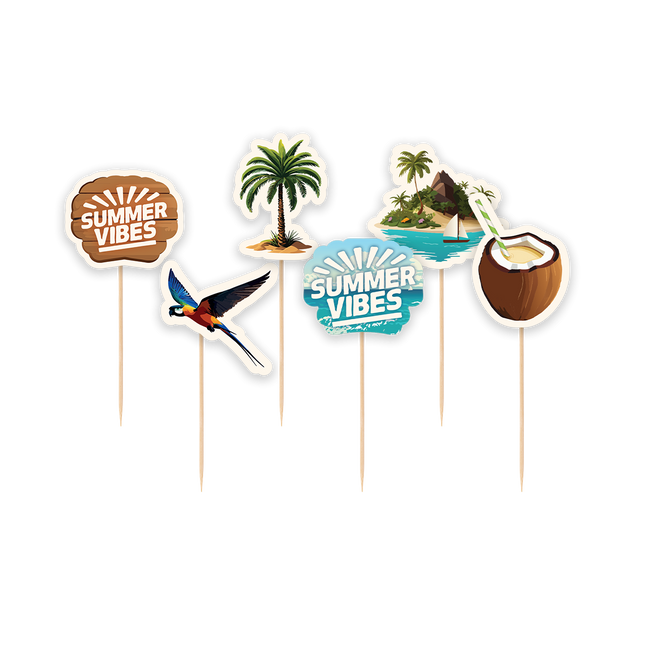 Summer Vibes cocktailprikkers - 16 stuks