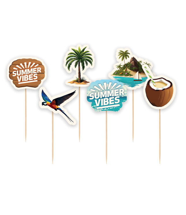 Summer Vibes cocktailprikkers - 16 stuks