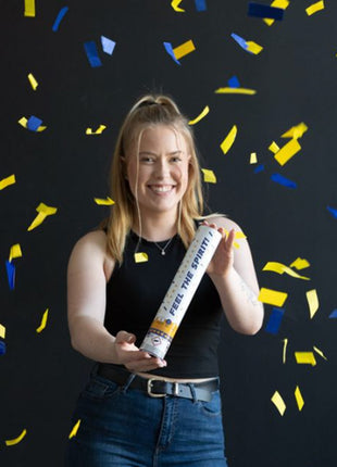 Confetti Cannon - Blue/Yellow - Paper - 28 cm