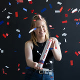 Confettikanon - rood / wit / blauw - papier - 28 cm