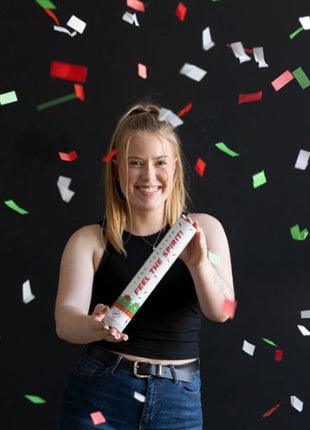 Confetti Cannon - Red/White/Green - Paper - 28cm