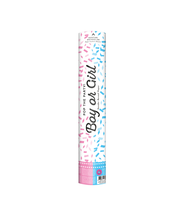 Confetti shooter - 40 cm - gender reveal boy