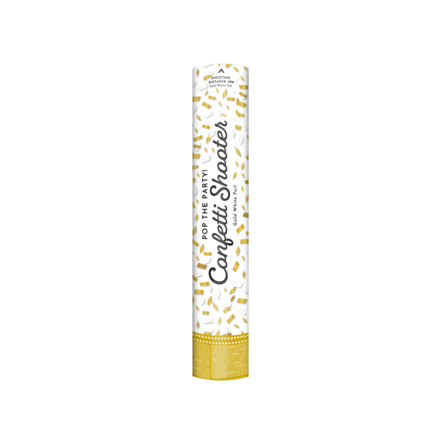 Confetti shooter - 40 cm - goud wit