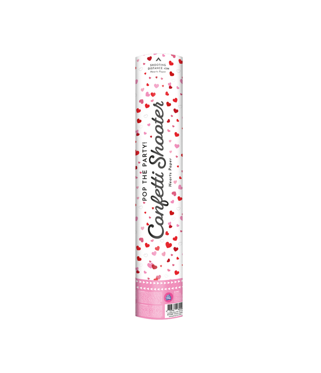 Confetti shooter - 40 cm - rode hartjes - papier