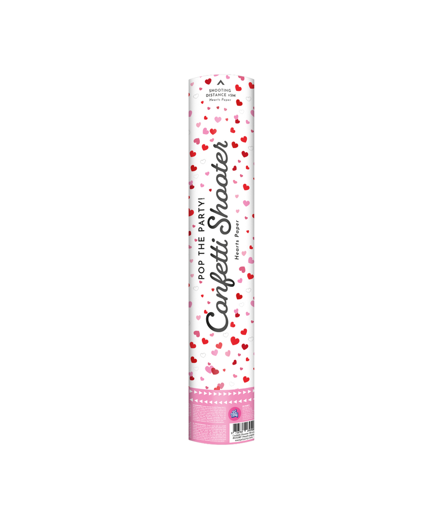 Confetti shooter - 40 cm - rode hartjes - papier