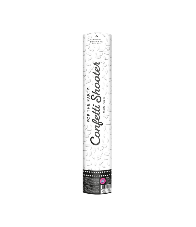 Confetti shooter - 40 cm - wit papier