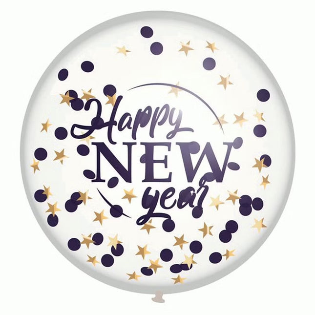 Happy New Year Mega confettiballon - 60 cm