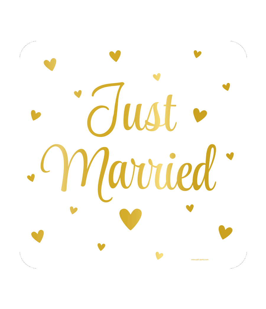 Huldeschild Just Married - 50 x 50 cm
