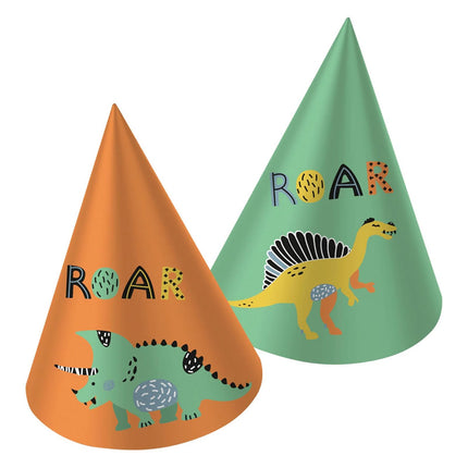 Dino papieren hoedjes - 6 stuks - ROAR