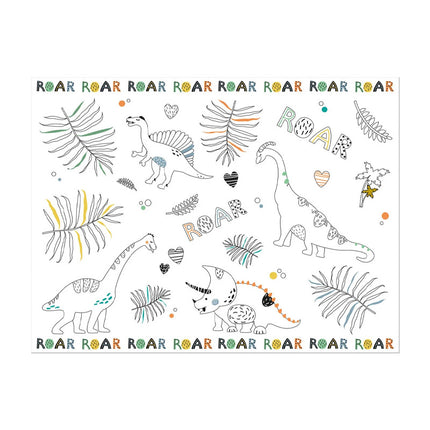 Dino Placemats Kleurplaten - 6 stuks - ROAR