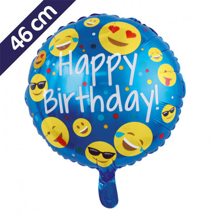 Folieballon Emoji Happy Birthday - 46 cm