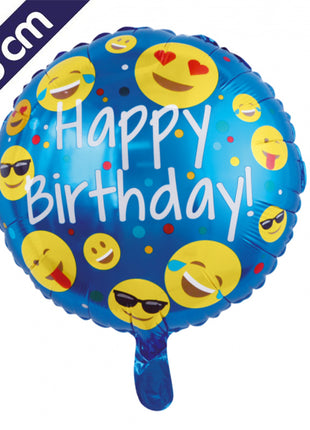 Folienballon Emoji Happy Birthday - 46 cm