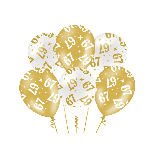 67 jaar Ballonnen - goud en wit