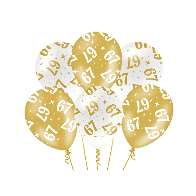 67 jaar Ballonnen - goud en wit