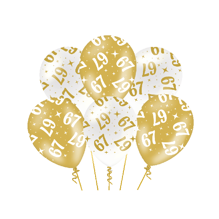 67 jaar Ballonnen - goud en wit