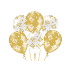 50 jaar Sarah Ballonnen - 6 stuks - 30 cm - goud en wit