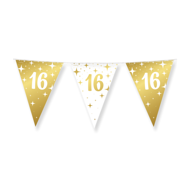 16 jaar Vlaggenlijn - 10 meter - goud en wit