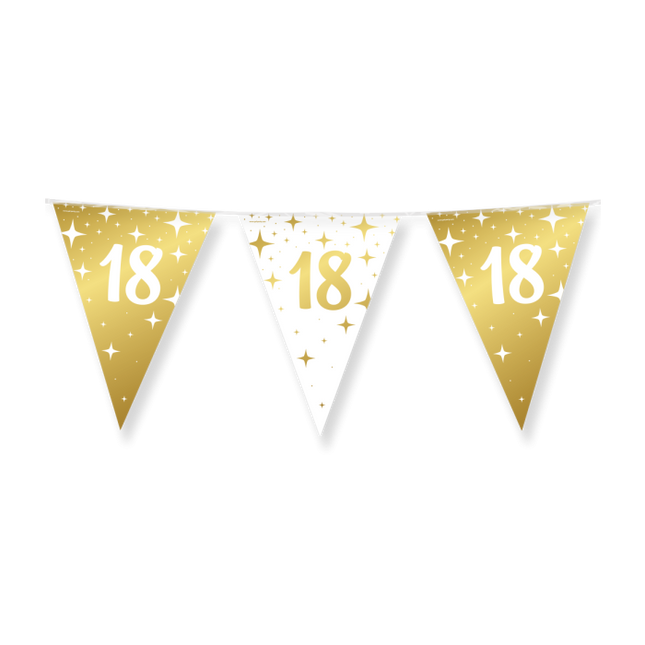 18 jaar Vlaggenlijn - 10 meter - goud en wit