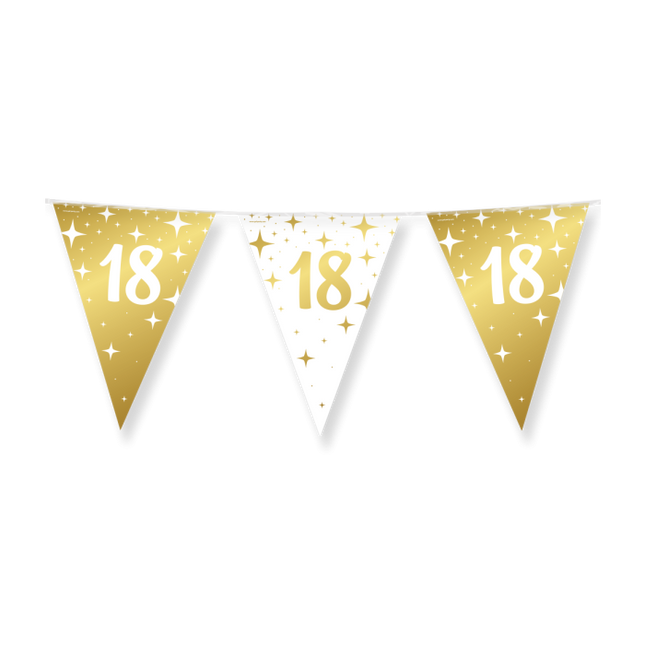 18 jaar Vlaggenlijn - 10 meter - goud en wit