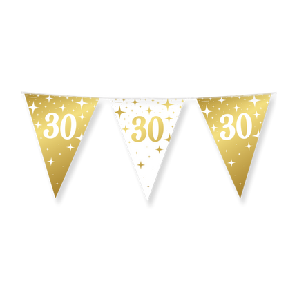 30 jaar Vlaggenlijn - 10 meter - goud en wit