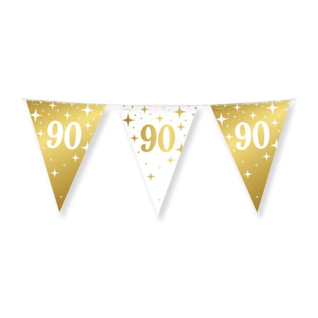 90 jaar Vlaggenlijn - 10 meter - goud en wit