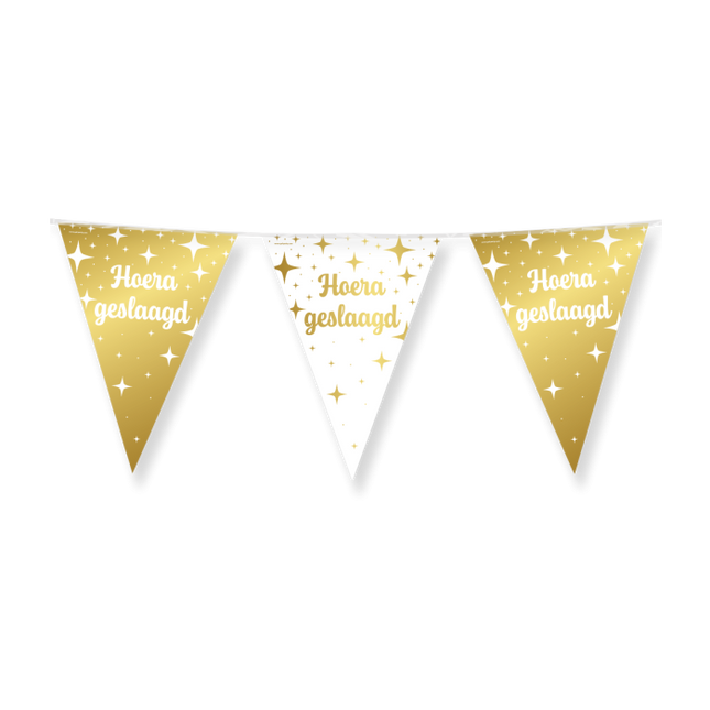 Vlaggenlijn Geslaagd - 10 meter - goud en wit