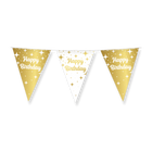 Happy Birthday Vlaggenlijn - 10 meter - goud en wit