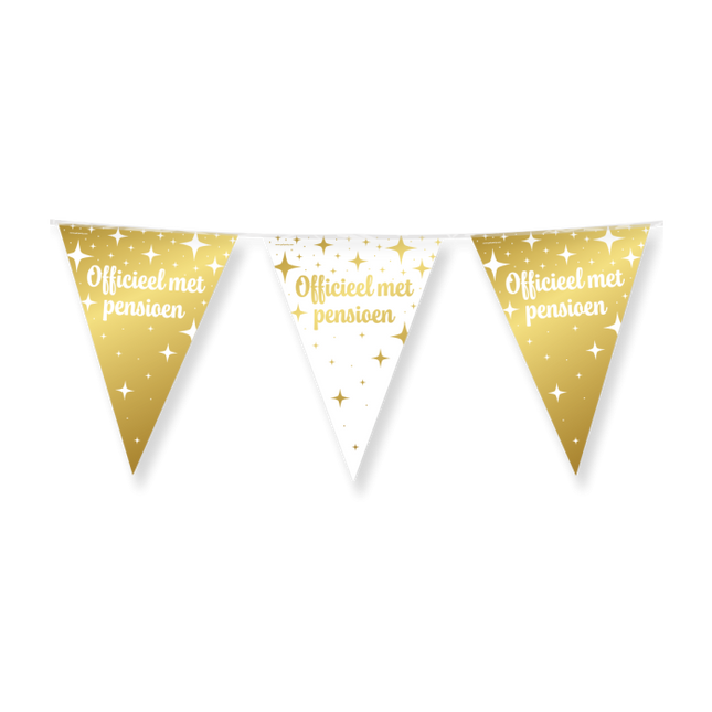 Pensioen Vlaggenlijn - 10 meter - goud en wit