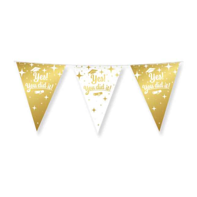 You did it! Vlaggenlijn - 10 meter - goud en wit