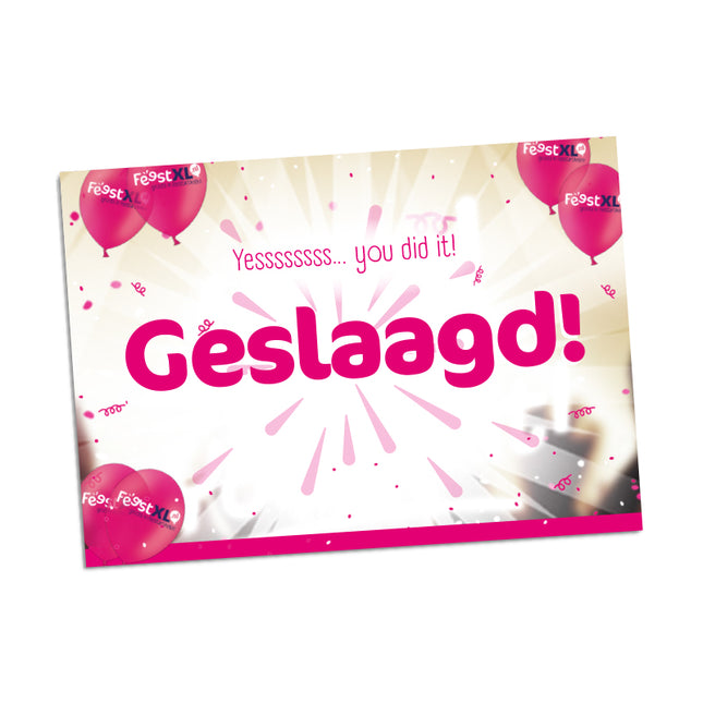 Wenskaart 'Geslaagd' - Zelf te beschrijven