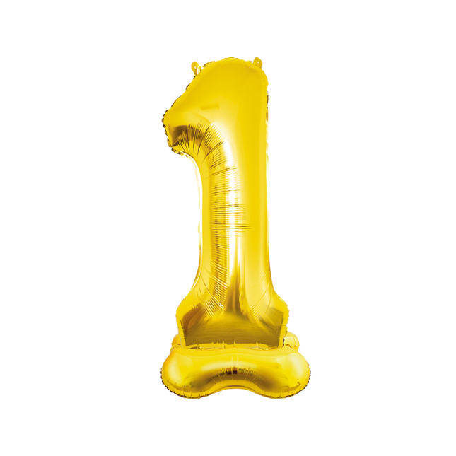 XXL Cijferballon - cijfer 1 staand - goud - 150 cm