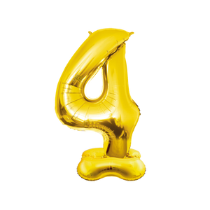 XXL Cijferballon - cijfer 4 staand - goud - 150 cm