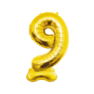 XXL Cijferballon - cijfer 9 staand - goud - 150 cm