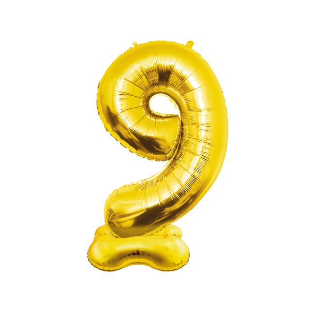 XXL Cijferballon - cijfer 9 staand - goud - 150 cm