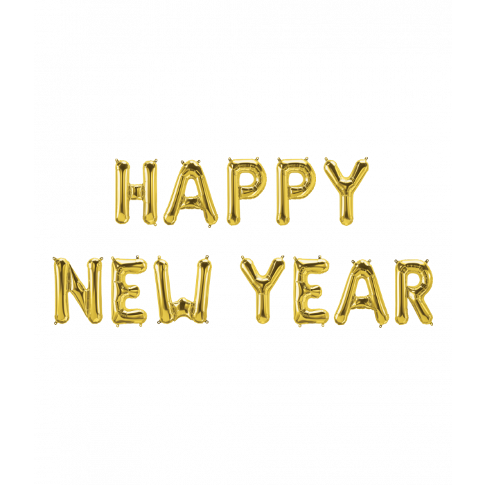 Happy New Year folieballon - 40 cm - goud