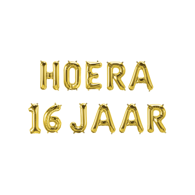 Hoera 16 jaar folieballon - 40 cm