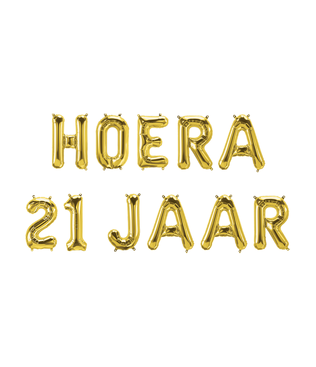 Hoera 21 jaar folieballon - 40 cm