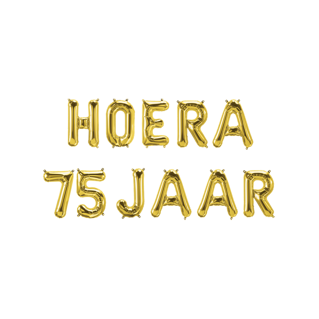 Hoera 75 jaar folieballon - 40 cm