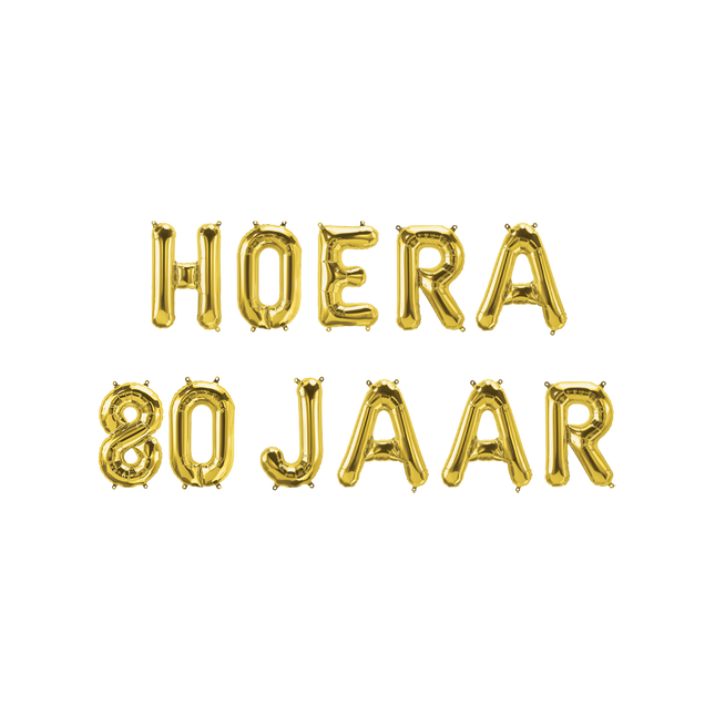 Hoera 80 jaar folieballon - 40 cm