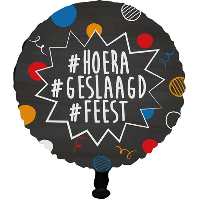 Geslaagd Folieballon - 45 cm - oranje/rood/wit/blauw