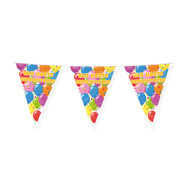 Gefeliciteerd Vlaggenlijn / slinger - 10 meter - Fun Party vlaggetjes